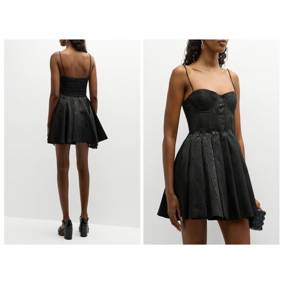 NWT Alice + Olivia Adara Spaghetti-Strap Bustier Mini Dress Black Size 8